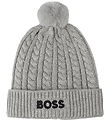 BOSS Beanie - Knitted - China Grey w. Pom-Pom