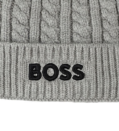 BOSS Beanie - Knitted - China Grey w. Pom-Pom