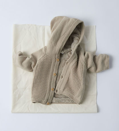 Name It Cardigan w. Lining - Knitted - NbnOlly - Iceland Fossil