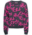 Kids Only Blouse - Knitted - KogDina - Blackened Pearl/Magenta