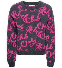 Kids Only Blouse - Knitted - KogDina - Blackened Pearl/Magenta