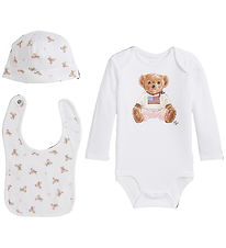 Polo Ralph Lauren Gift Box - Teething Bib/Beanie/Bodysuit l/s - 