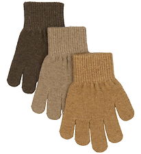 Mikk-Line Gloves - Wool/Polyamide - 3-Pack - Chocolate Chip-Mela