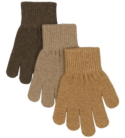 Mikk-Line Gloves - Wool/Polyamide - 3-Pack - Chocolate Chip-Mela