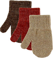 Mikk-Line Mittens - Wool/Polyamide - 3-Pack - Apple Butter-Choco