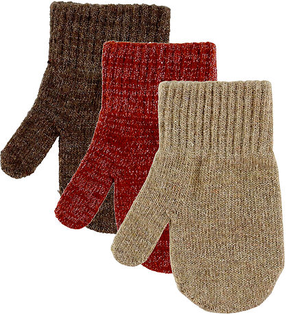 Mikk-Line Mittens - Wool/Polyamide - 3-Pack - Apple Butter-Choco