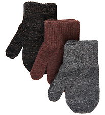 Mikk-Line Mittens - Wool/Polyamide - 3-Pack - French Roast-Black