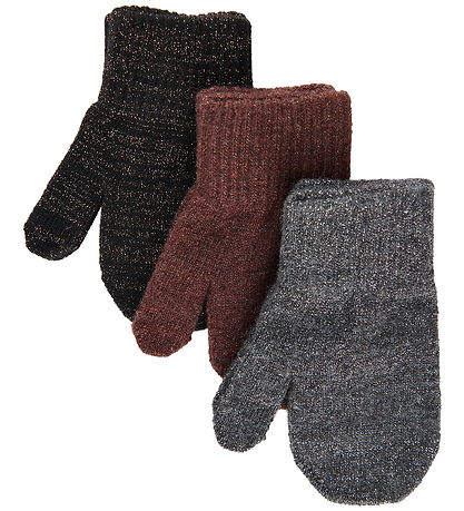 Mikk-Line Mittens - Wool/Polyamide - 3-Pack - French Roast-Black