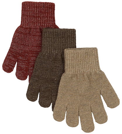 Mikk-Line Gloves - Wool/Polyamide - 3-Pack - Apple Butter-Chocol