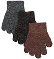 Mikk-Line Gloves - Wool/Polyamide - 3-Pack - French Roast-Black-