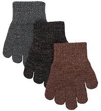 Mikk-Line Gloves - Wool/Polyamide - 3-Pack - French Roast-Black-