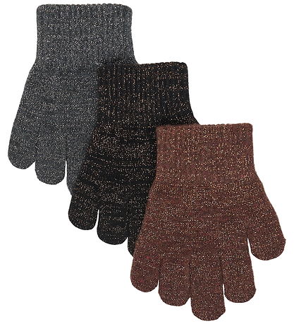 Mikk-Line Gloves - Wool/Polyamide - 3-Pack - French Roast-Black-
