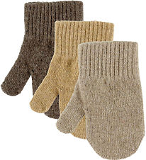 Mikk-Line Mittens - Wool/Polyamide - 3-Pack - Chocolate Chip Mel
