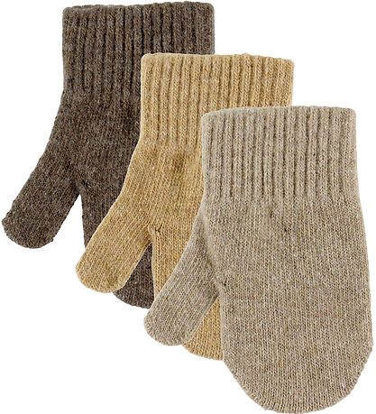 Mikk-Line Mittens - Wool/Polyamide - 3-Pack - Chocolate Chip Mel