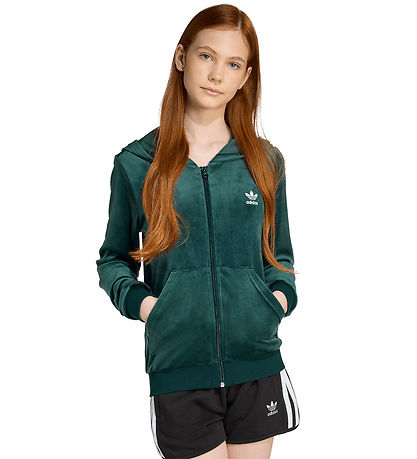 adidas Originals Cardigan - Velour - Aurora Murgrön/Vit