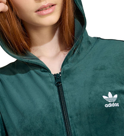 adidas Originals Cardigan - Velour - Aurora Murgrön/Vit