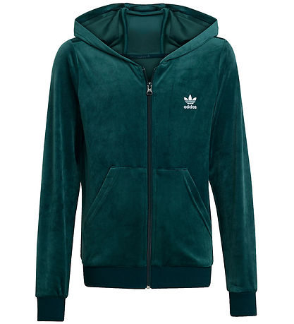 adidas Originals Cardigan - Velour - Aurora Murgrön/Vit