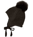 Huttelihut Beanie - Wool - Dark Brown Melange w. Pom-Pom