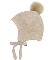 Huttelihut Beanie - Wool - Sand Melange w. Pom-Pom