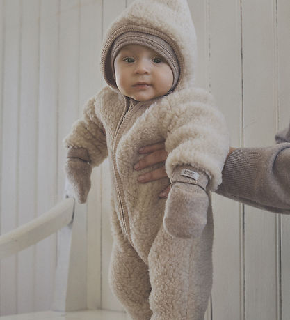 Huttelihut Pramsuit - Wool fleece - Teddy - Cement