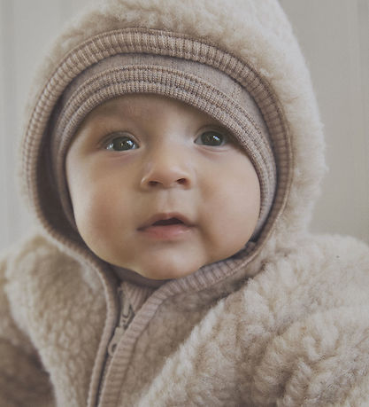 Huttelihut Pramsuit - Wool fleece - Teddy - Cement