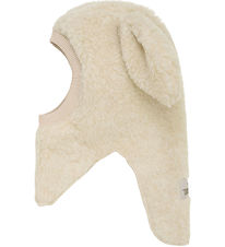 Huttelihut Balaclava - Wool - Teddy - 2-layer - Cement w. Ears