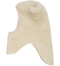 Huttelihut Balaclava - Wool - Teddy - 2-layer - Cement w. Ears