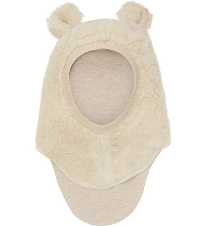 Huttelihut Balaclava - Wool - Teddy - 2-layer - Cement w. Ears