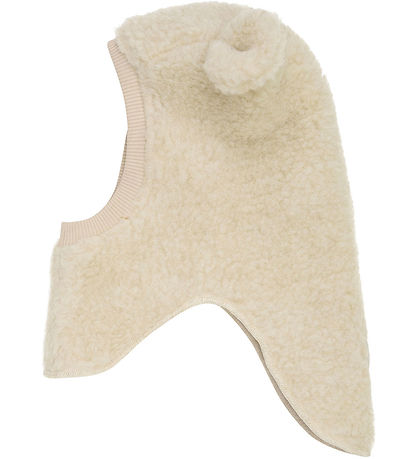 Huttelihut Balaclava - Wool - Teddy - 2-layer - Cement w. Ears