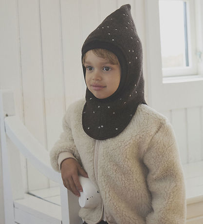 Huttelihut Balaclava - Wool - 2-layer - Dark Brown Melange