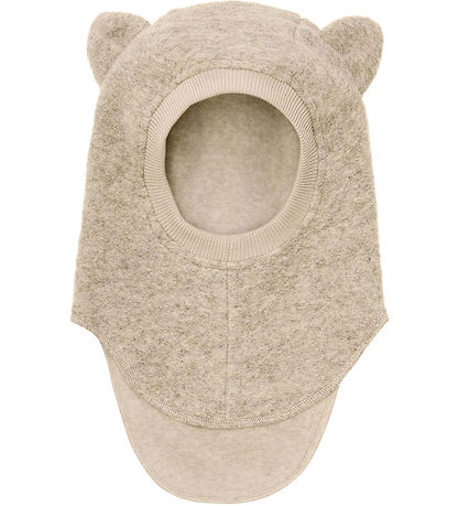 Huttelihut Balaclava - Wool - 2-layer - Sand Melange w. Ears