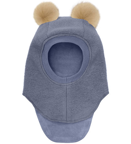 Huttelihut Balaclava - Wool - 2-layer - Folkstone Gray w. Pom-Po