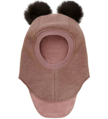 Huttelihut Balaclava - Wool - 2-layer - Burlwood w. Pom-Pom
