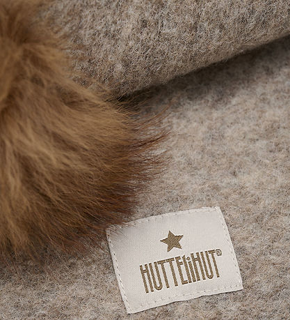Huttelihut Balaclava - Wool - 2-layer - Camel Melange w. Pom-Pom