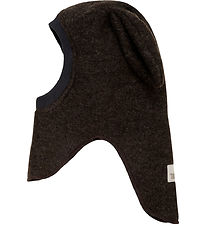 Huttelihut Balaclava - Wool - 2-layer - Dark brown melange w. Ea