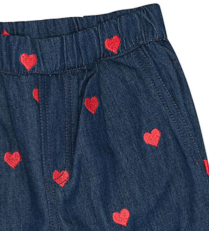 Flöss Buxur - Amee - Gallaefni - Mid Blue Heart