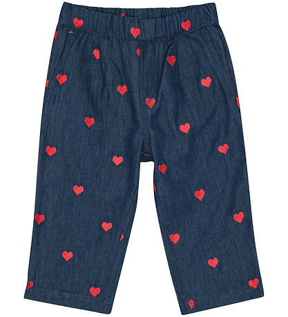 Flöss Buxur - Amee - Gallaefni - Mid Blue Heart