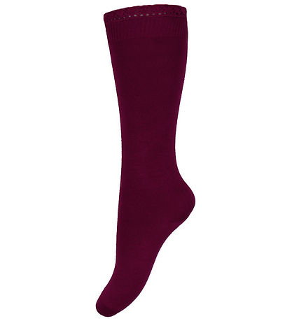 Condor Knee-High Socks w. Ruffle - Syrah