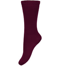 Condor Knästrumpor m. Ruffle - Syrah