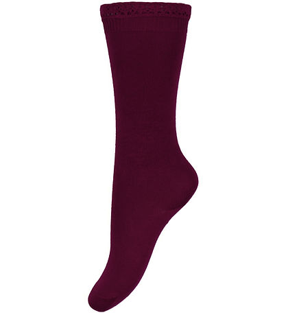 Condor Knee-High Socks w. Ruffle - Syrah