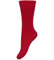Condor Knee-High Socks w. Ruffle - Red Velvet