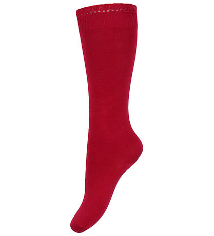 Condor Knee-High Socks w. Ruffle - Red Velvet
