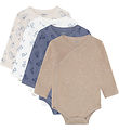 Pippi Baby Romper l/s - 4-pack - Vuursteen Stone
