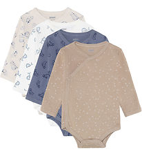 Pippi Baby Romper l/s - 4-pack - Vuursteen Stone