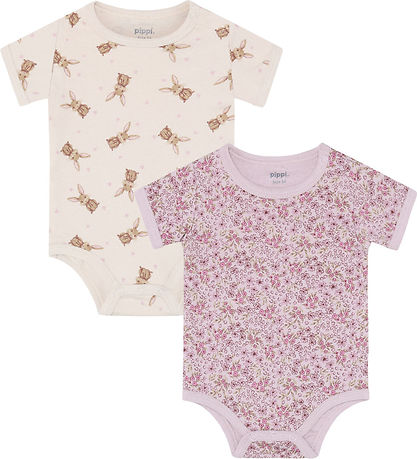 Pippi Baby Bodysuit s/s - 4-Pack - Violet Ice
