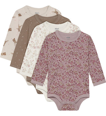 Pippi Baby Bodysuit l/s - 4-Pack - Violet Ice
