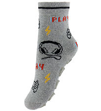 Melton Socks - Anti-Slip - Gaming - Light Grey Melange