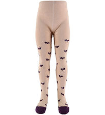 Melton Tights w. Bows - Glitter - Crystal Pink