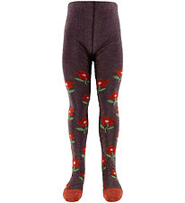 Melton Tights w. Flowers - Glitter - Hydrangea