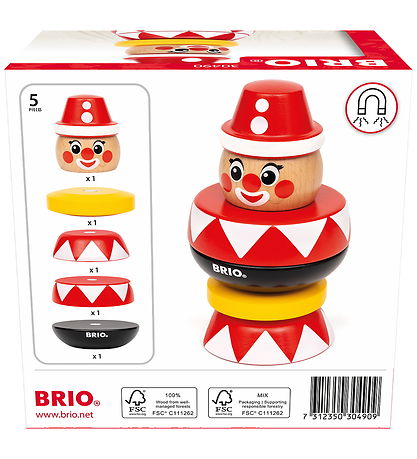 BRIO Stacking Blocks - Magnestic - Clown - 5 Parts